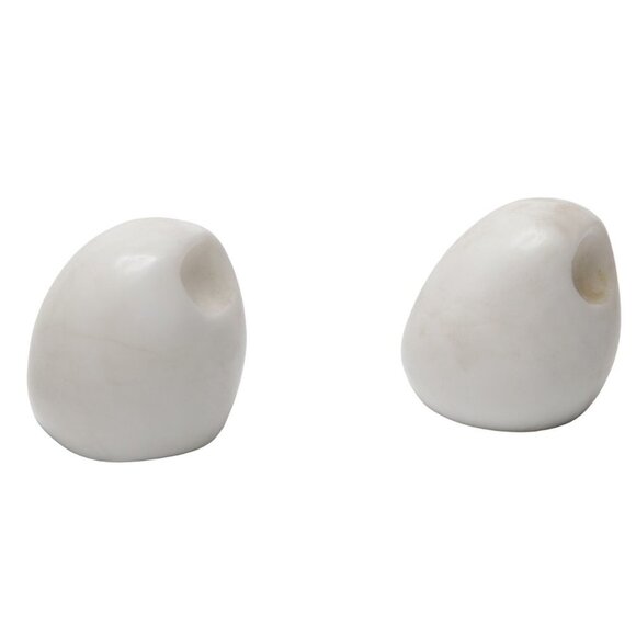 Vintage Marble Snow Owl Paperweights Small Bird White Stone Figurine Art Set x 2 - Picture 7 of 8